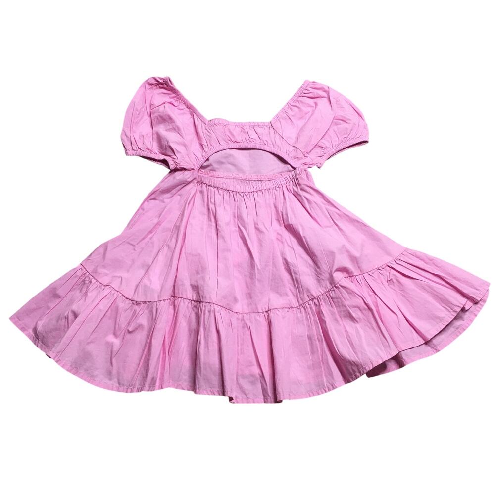 Crewcuts Baby Girl Puff Sleeve Pleated Swing Mini Dress Light Pink Cotton 2
